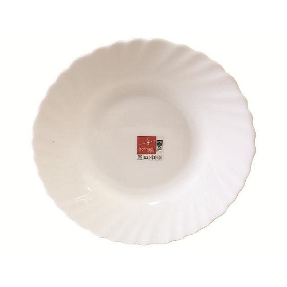 Farfurie adinca 22.5cm Prima, alba, sticla de opal