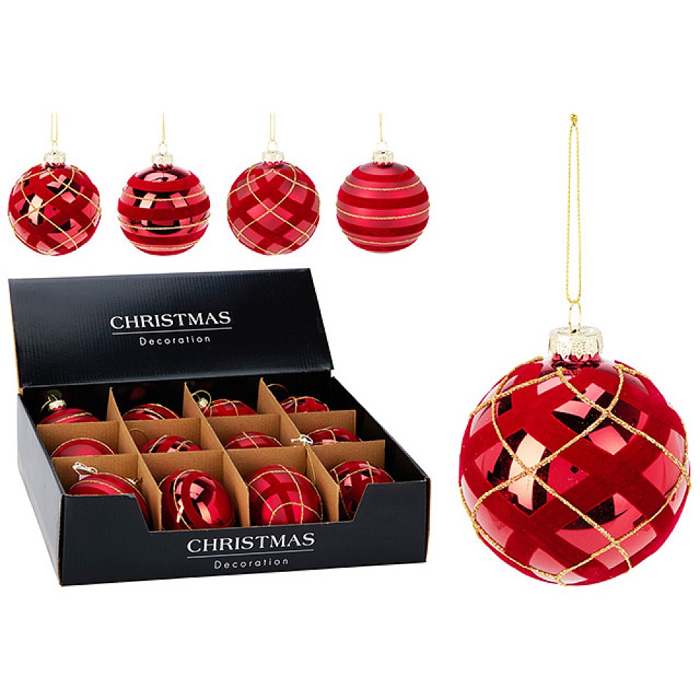 Glob pentru brad de Craciun din sticla 80 mm 