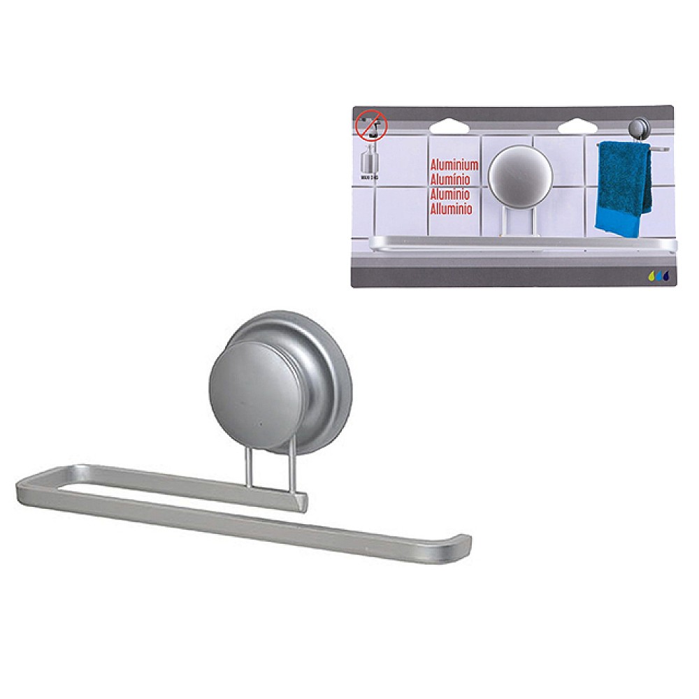 Suport pentru prosoape cu ventuza Tendance Aluminium 24X10X7.5cm, gri