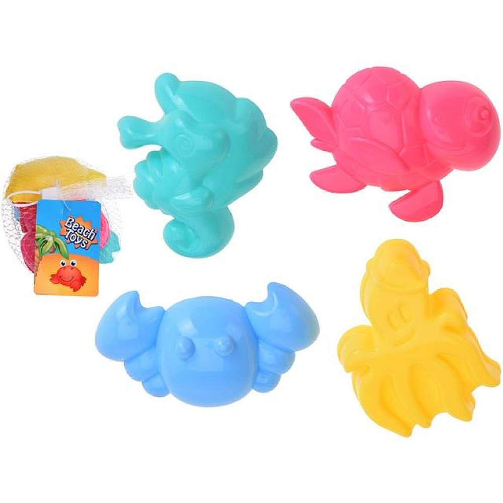 Set jucarii pentru nisip 4buc animale de mare, in plasa 11X7cm