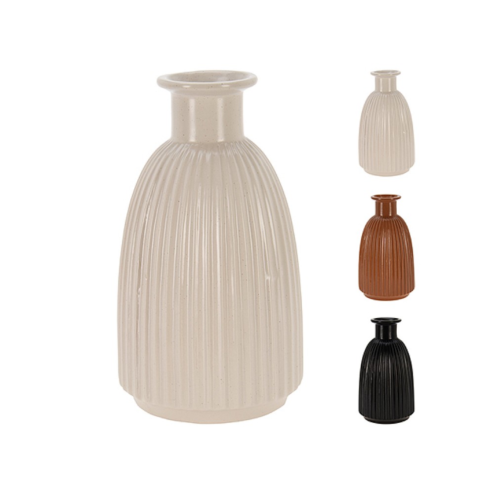 Vaza din ceramica H22cm, D13cm, 3 culori