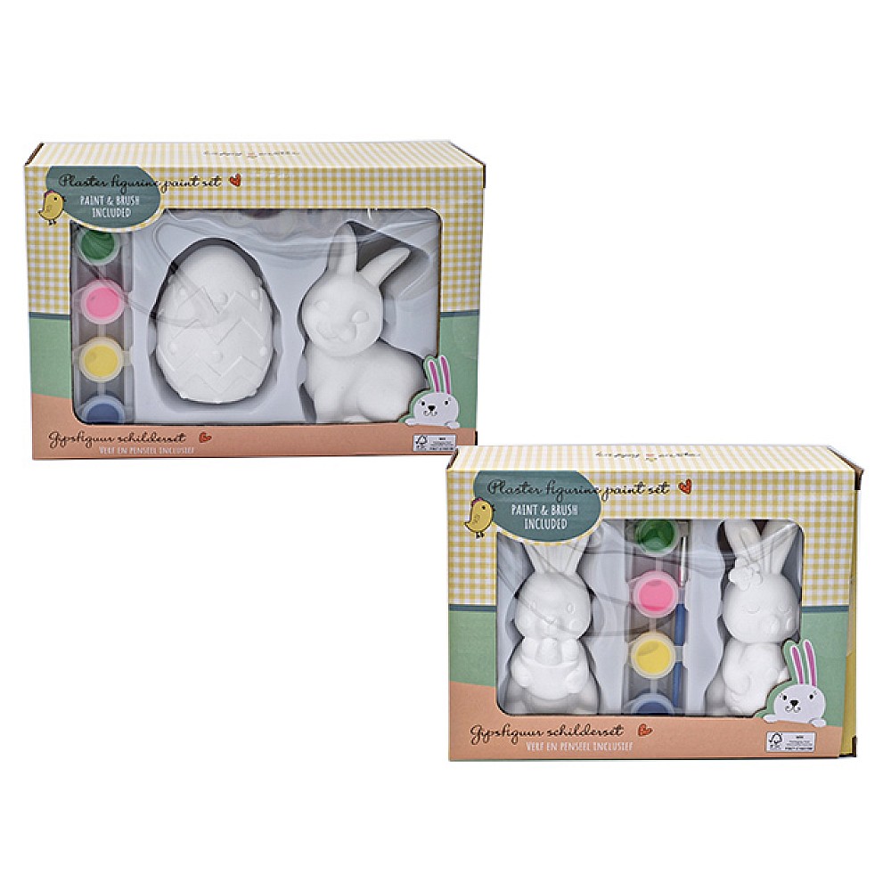Set creativ pentru colorat (2 figurine + vopsele)