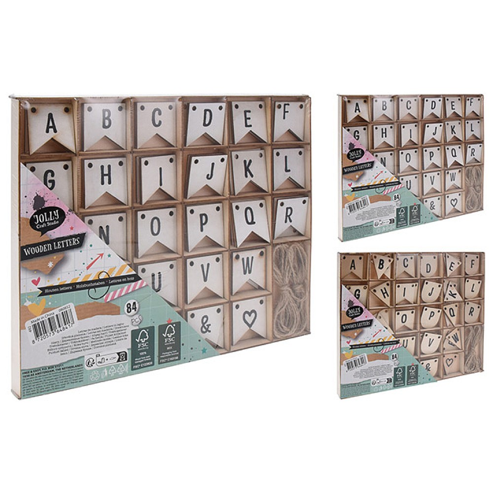 Set Alfabet 84 buc Jolly Craft Studio, lemn