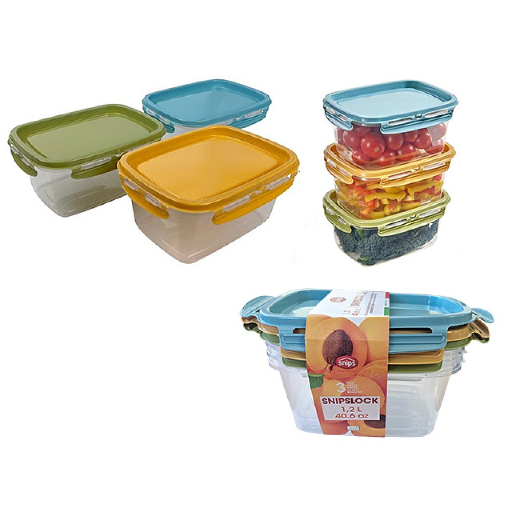 Set containere alimentare Snipslock Multicolor 3 cutii, 1.2l