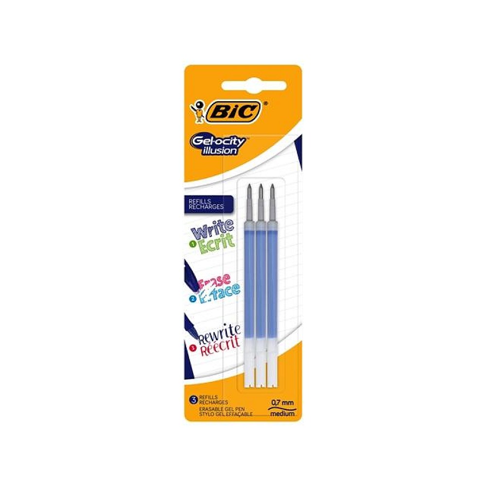 Rezerve pentru pix Roller BIC Gelo-city Illusion 3buc, albastru