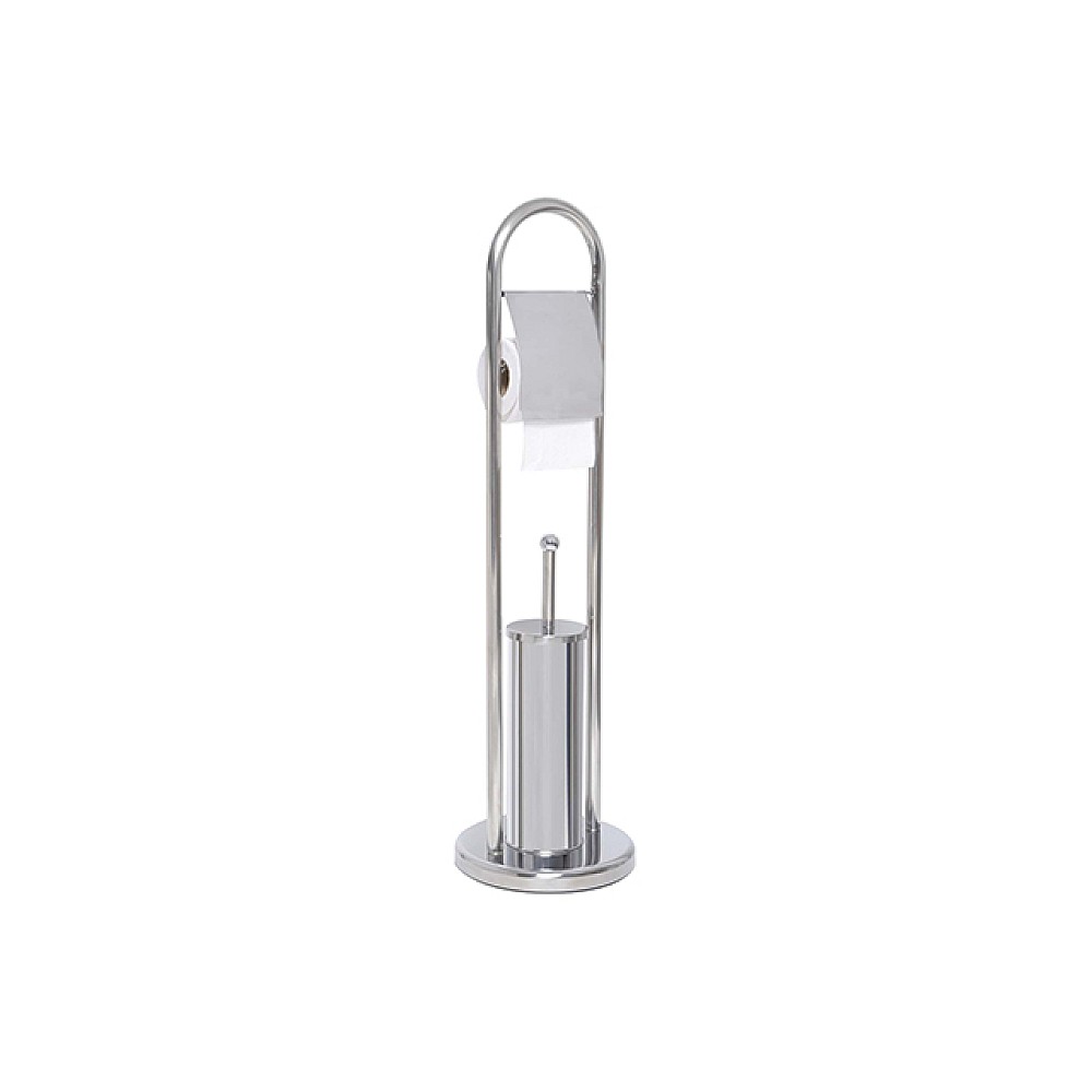 Perie WC cu suport si suport pentru hârtie Tendancee D22cm, H80cm, inox/crom