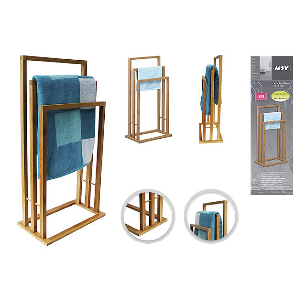 Suport pentru prosoape cu 3 nivele MSV 42X24X82cm, bambus
