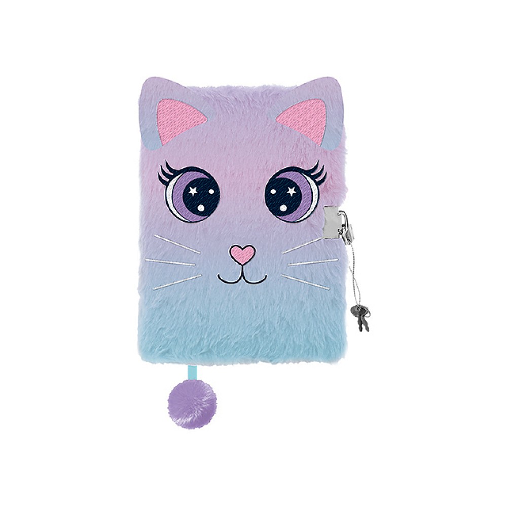 Agenda cu lacat A5 96foi Pastel Cat, coperta de plus