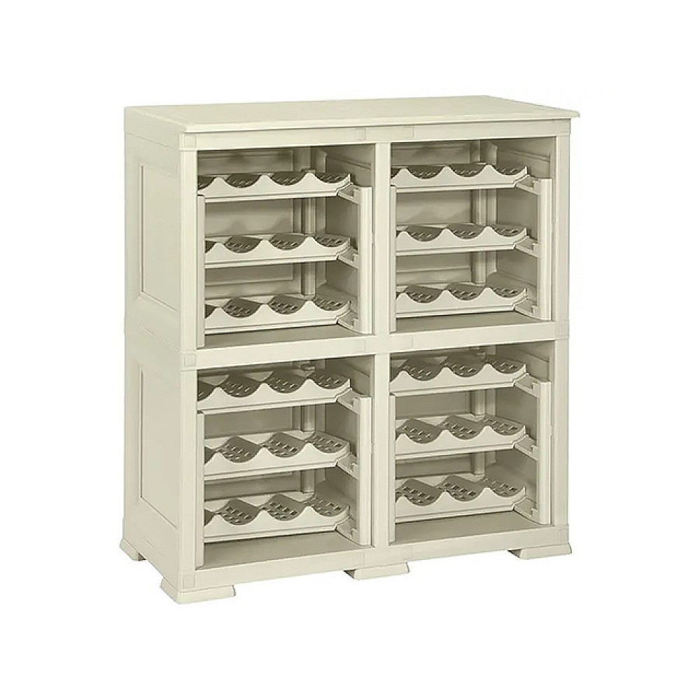Etajera pentru depozitare 48 sticle, 4 module, 12 rafturi Omnimodus 79x42.5x85.5cm, culoarea bej