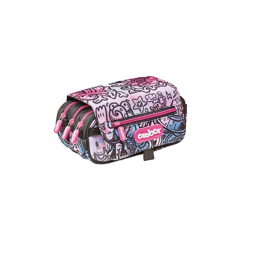 Penar Carioca 3zip Pouch Comics Blue/Pink, textil