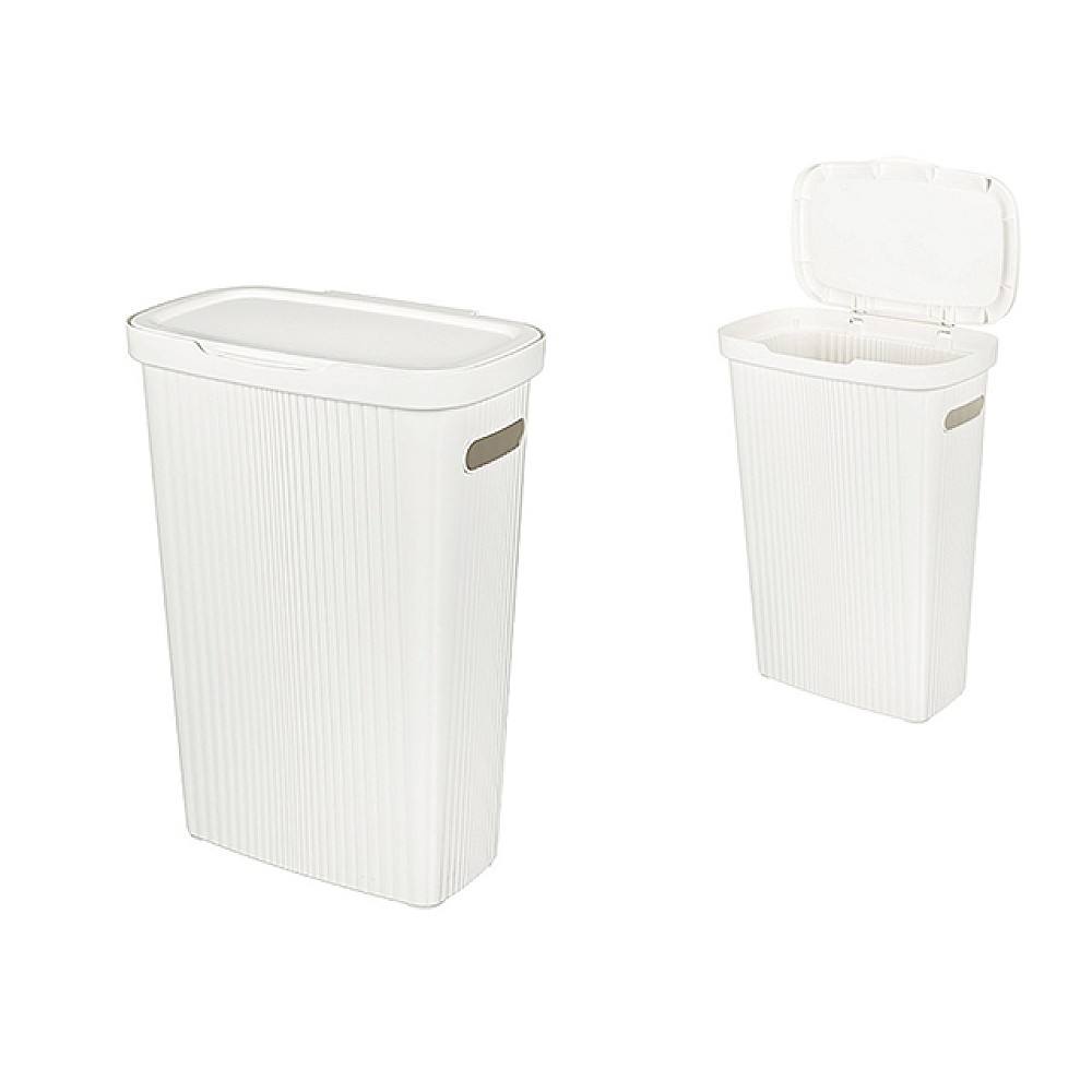 Cos pentru rufe cu capac Velvet 45l, 45X29X63cm, îngust, alb