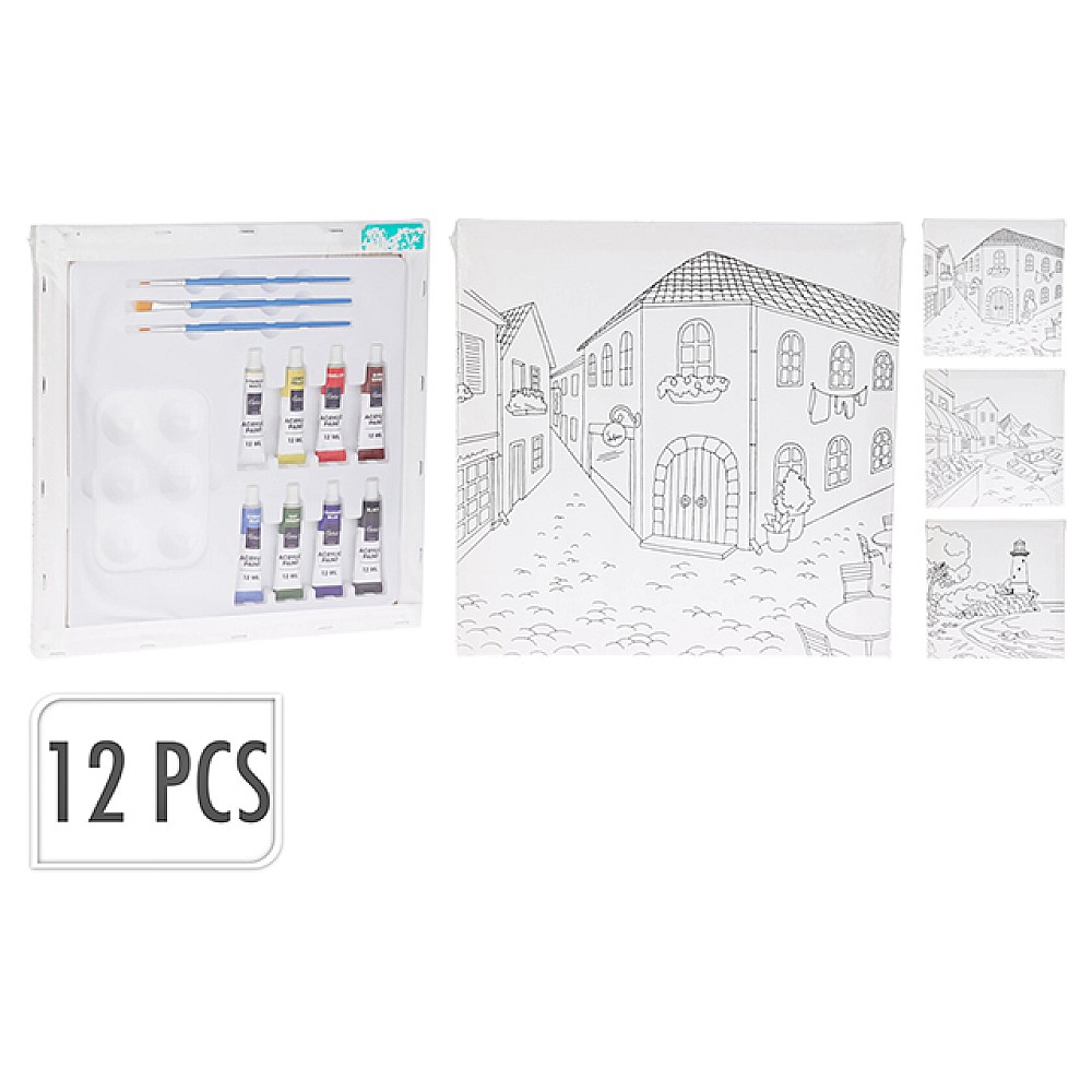 Set creativ: panza 30X30X1.6 cm, 8 vopsele, 3 pensule