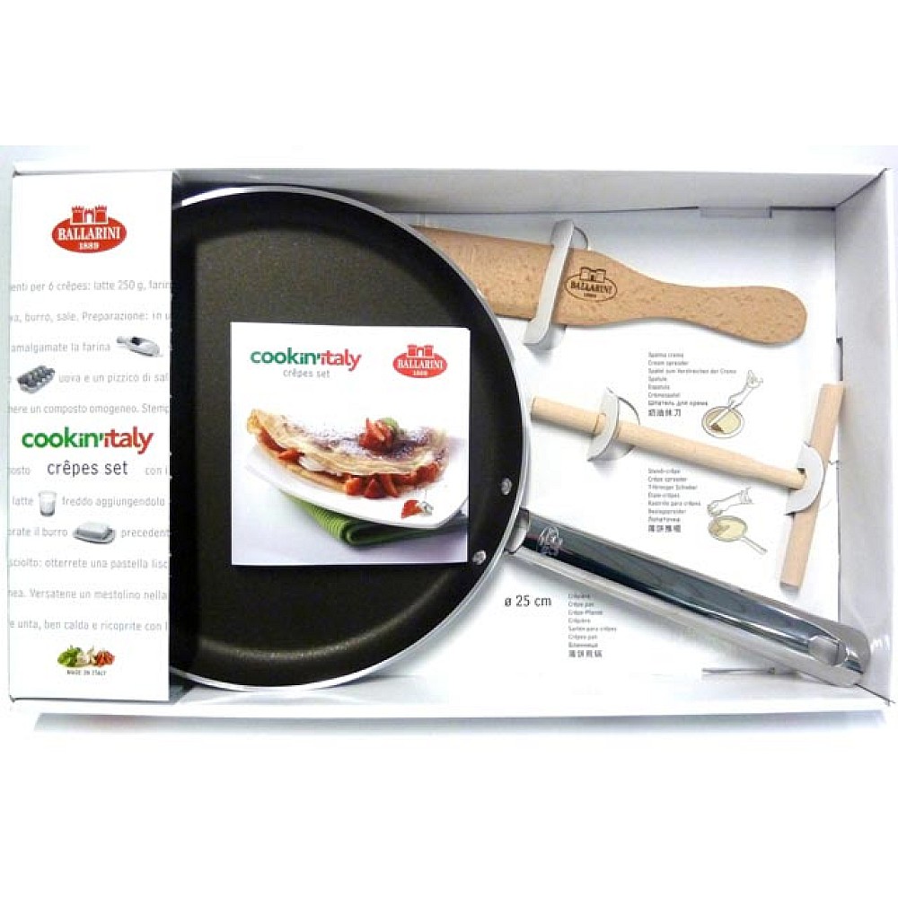 Set Ballarini Cookin'Italy: tigaie clatite 25cm, 2 lopatice