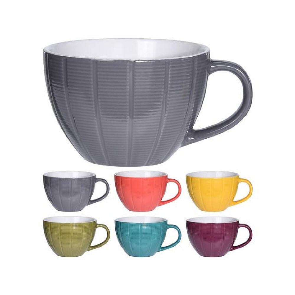 Cana pentru dejun 460ml, D11cm Segmente, 6 culori, ceramica