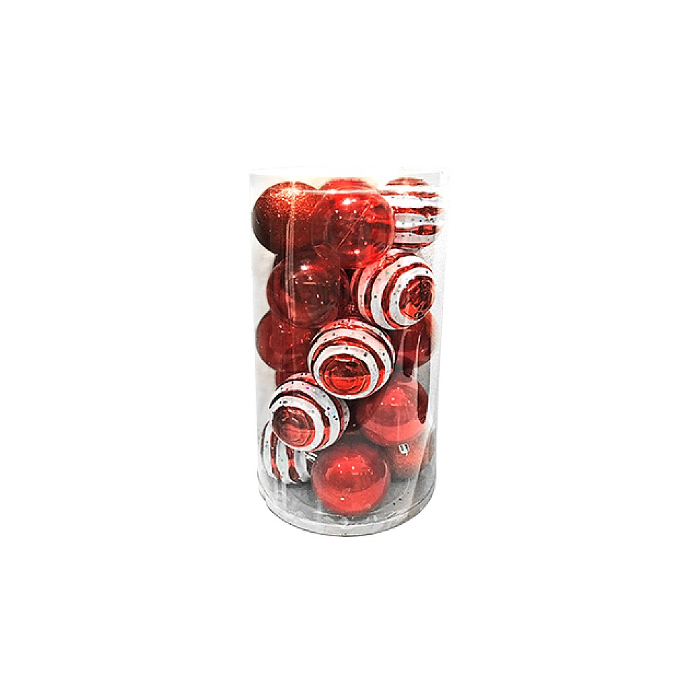 Set globuri pentru brad 24X60mm in cilindru, plastic