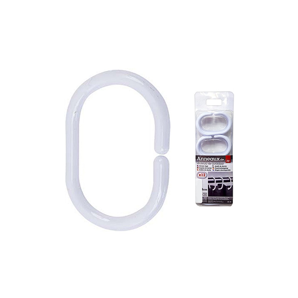 Inele pentru perdea Tendance 12 buc 6X4cm, albe, PP