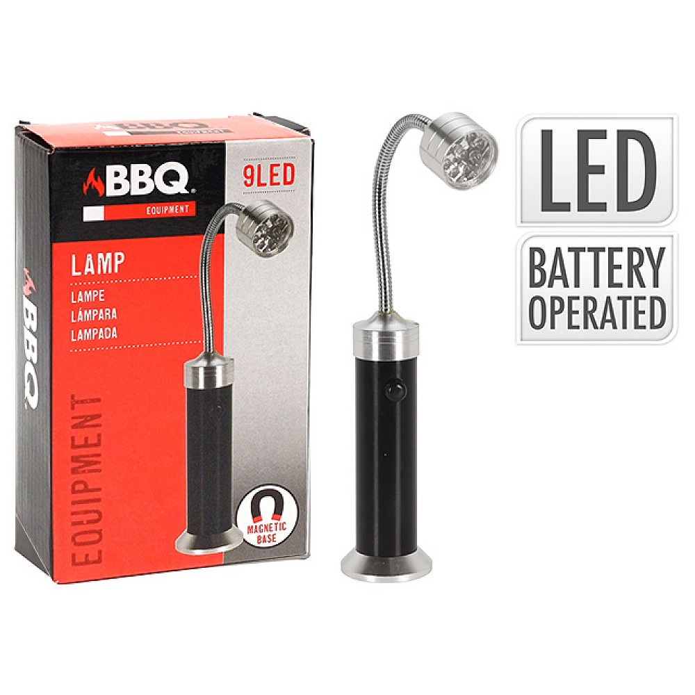 Lampă de iluminat pentru gratar BBQ 9 LED, bază magnetică, 25cm