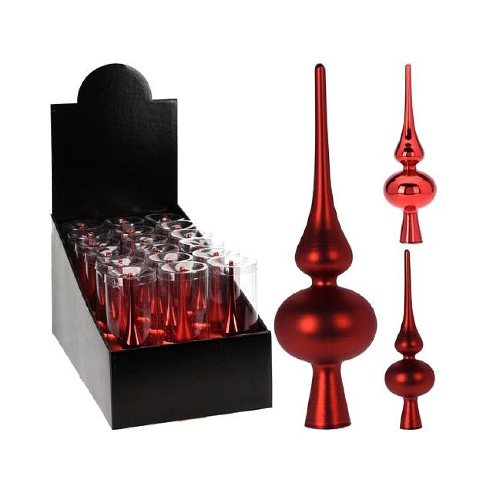 Virf pentru brad din sticla 20cm, rosu