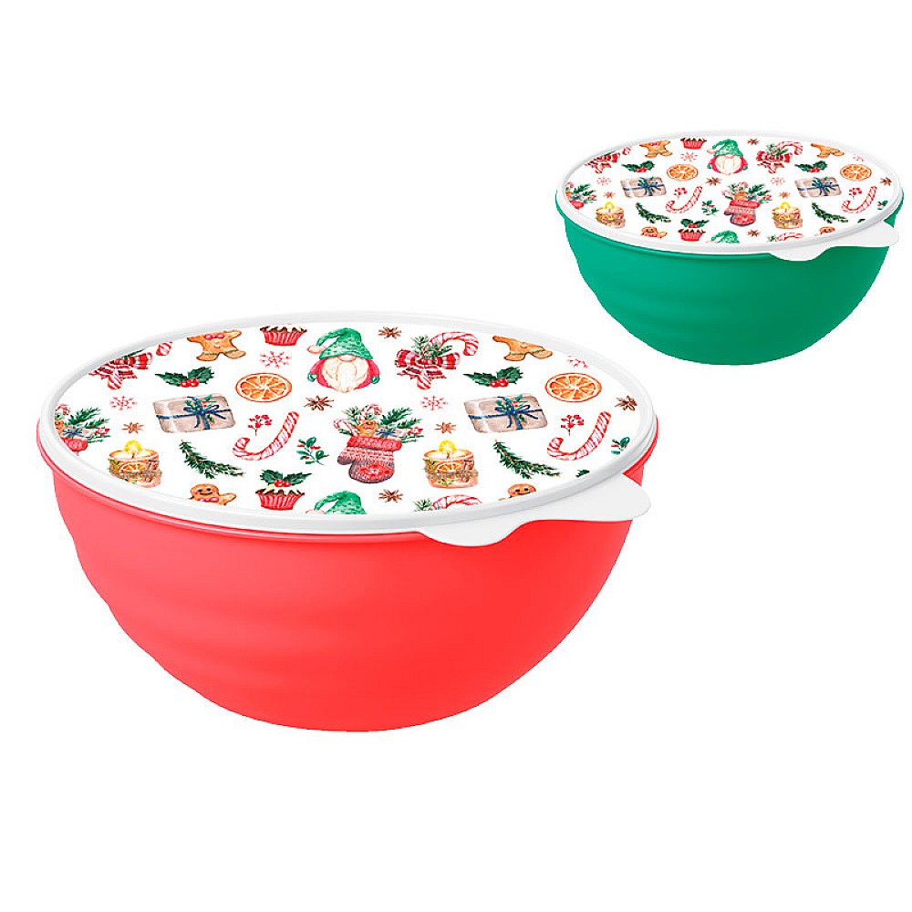 Castron din plastic cu capac Phibo 2.8l Christmas