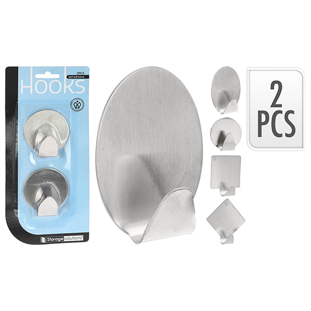 Set cârlige autoadezive Storage 2buc, 4forme, din metal