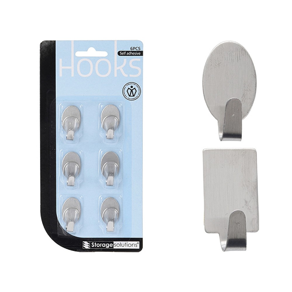 Set cârlige autoadezive Storage 6buc, 2 forme, din metal