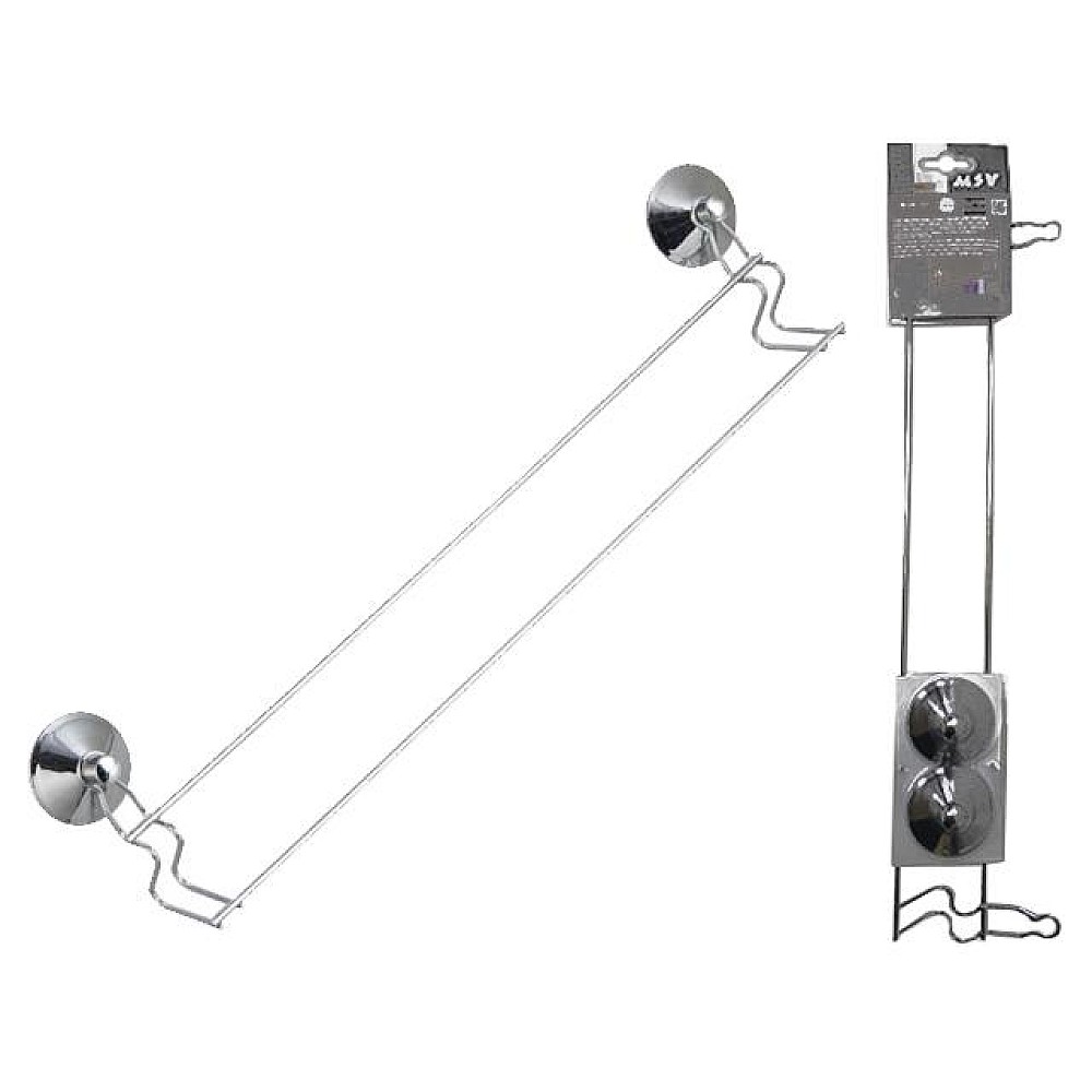 Suport pentru prosoape dubla MSV 50cm, pe ventuze Super Ventosas, crom