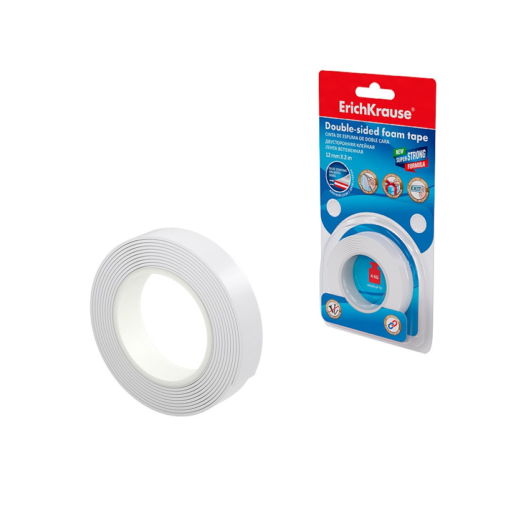 Banda adeziva dublu fata pe baza de spuma 2mX12mmX1mm ErichKrause Double, blister albastru
