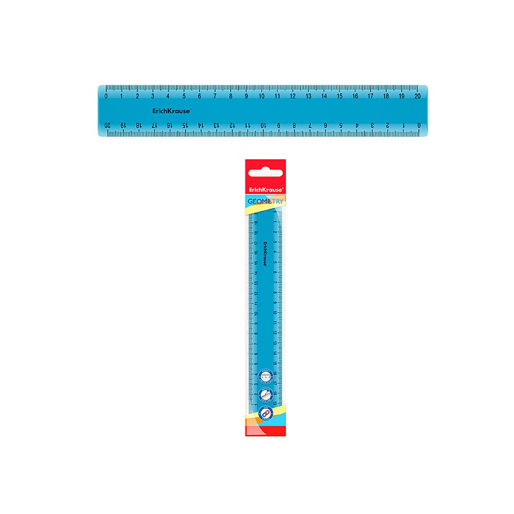 Rigla 20cm ErichKrause Standard, albastra, plastic