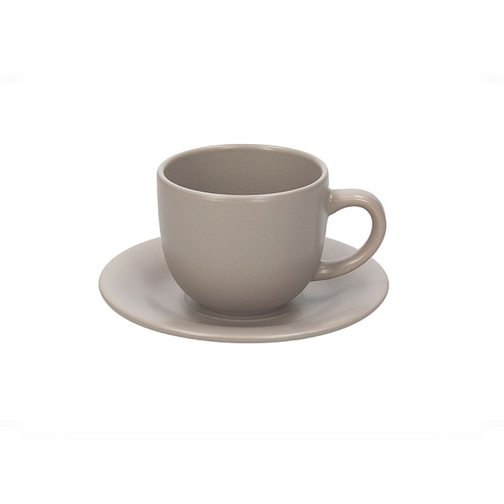 Set 6 cani de cafea Tognana Rustical, 200ml cu farfurii, Tortora, in cutie