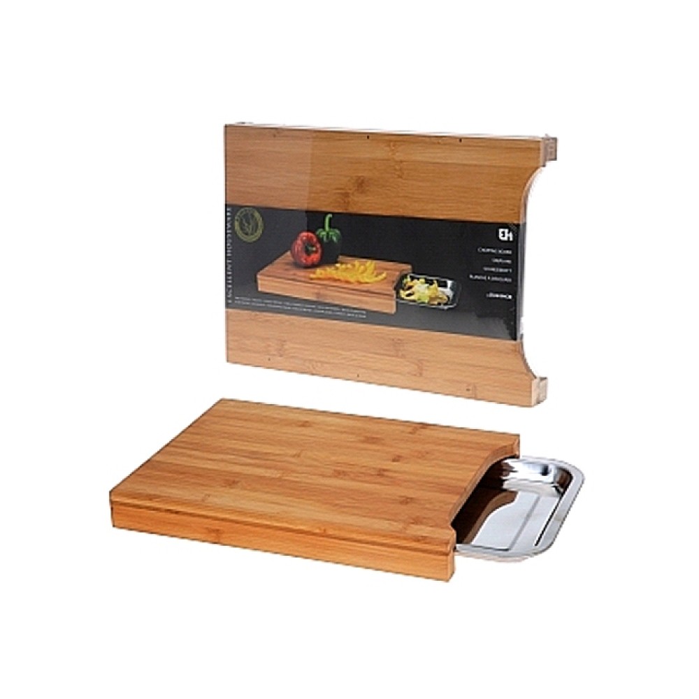 Tocator din lemn EH 35X25X4cm si tava inox