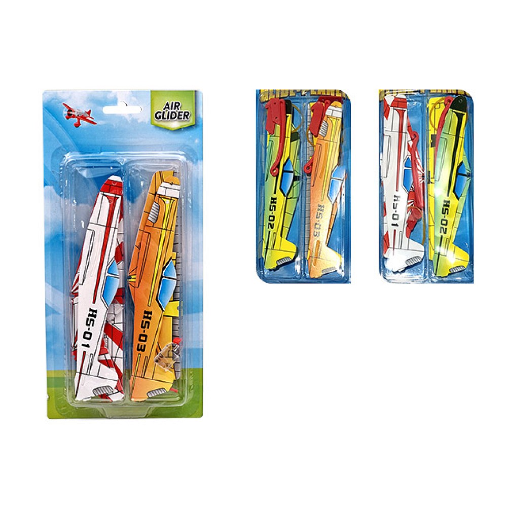 Avion planor cu dispozitiv de lansare 19X18X4 cm, 2buc