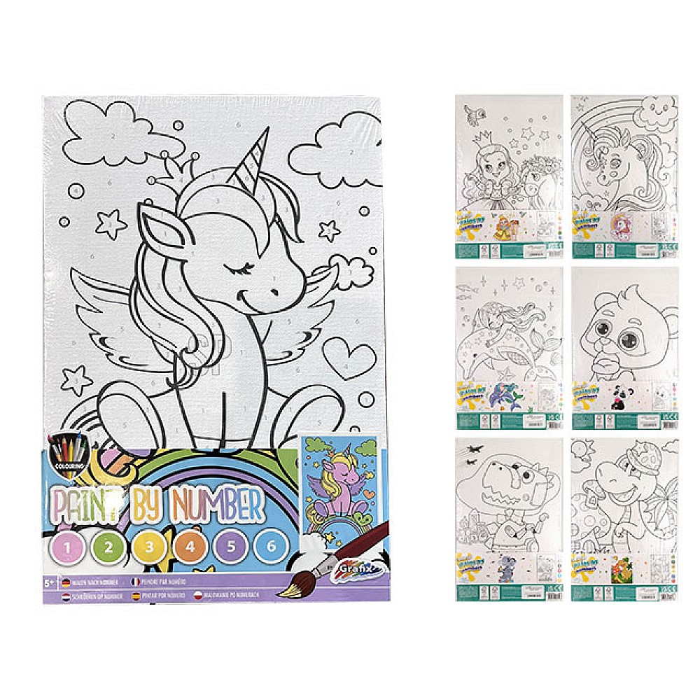 Set creativ: pânză 29.5X19.5cm, 6 vopsele, pensulă