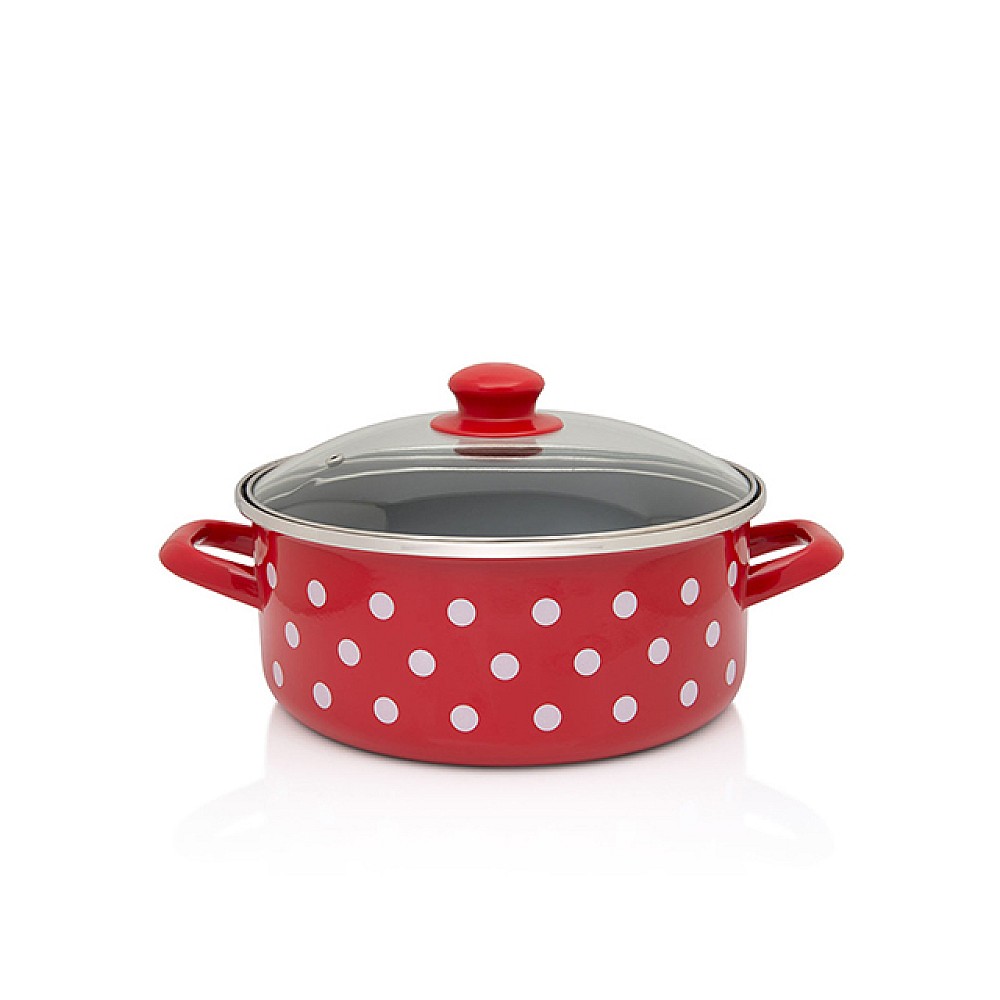 Cratita emailata Clasica 24cm, 4.75l, capac din sticla