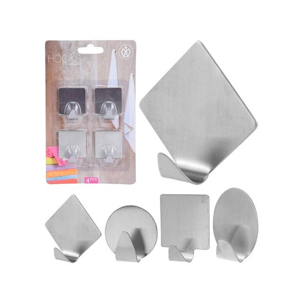 Set cârlige autoadezive Storage 4buc, 4forme, din metal