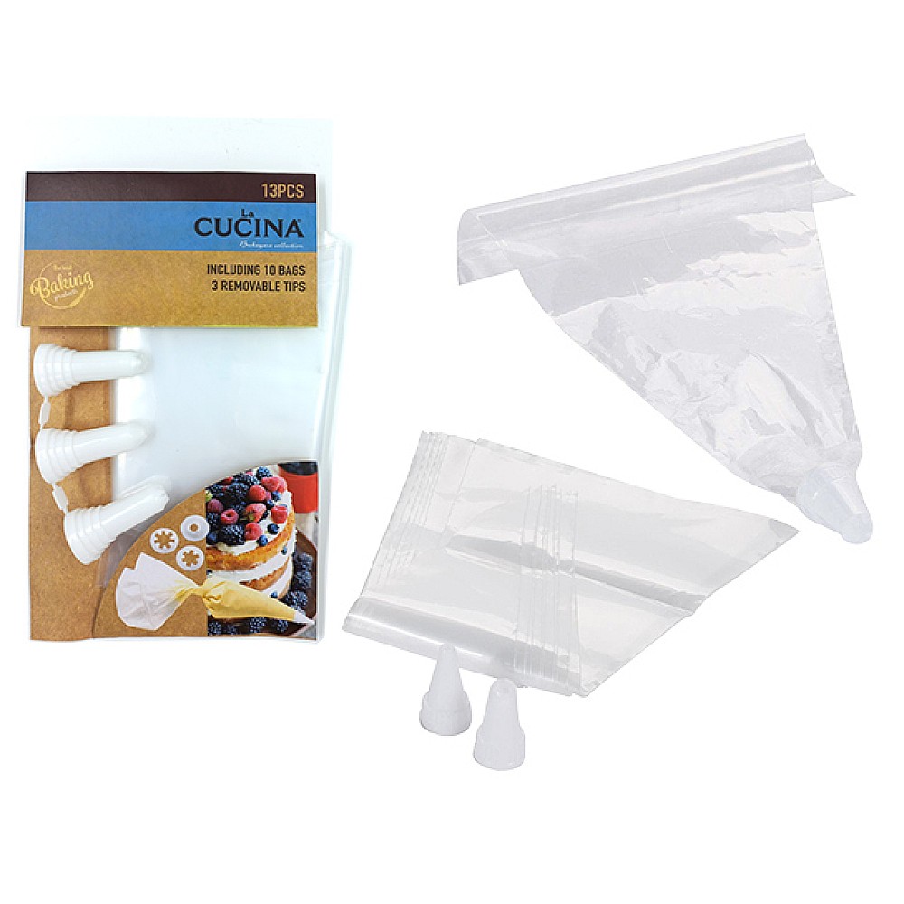 Sac pentru patiserie Cucina 10buc, 35X19cm si 3 forme