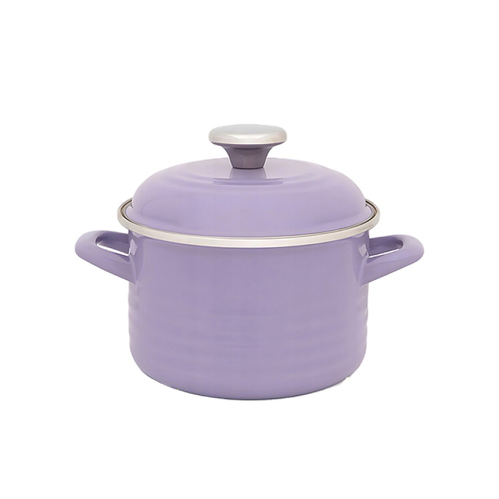 Cratita emailata Waves Violet 20 cm, 4 l, capac din metal