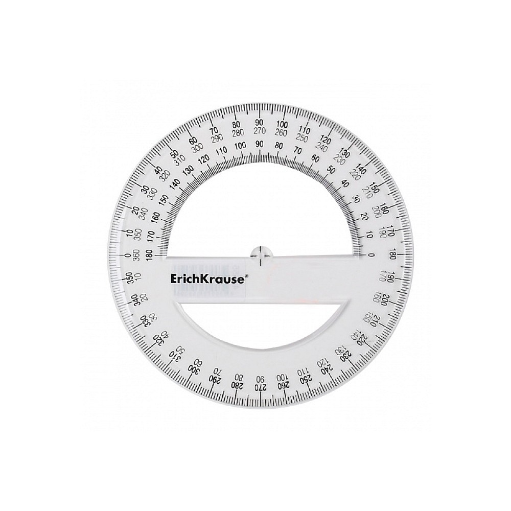Transportor de unghiuri ErichKrause Clear, 360°/12cm, transparent (1/20)