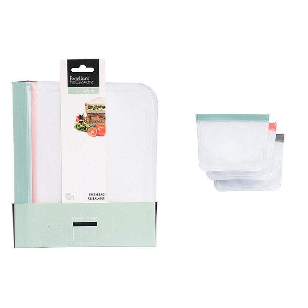 Pungi pentru depozitare si congelare cu inchidere dubla zip EH 22X19X0.7 cm, 1 l, 3buc