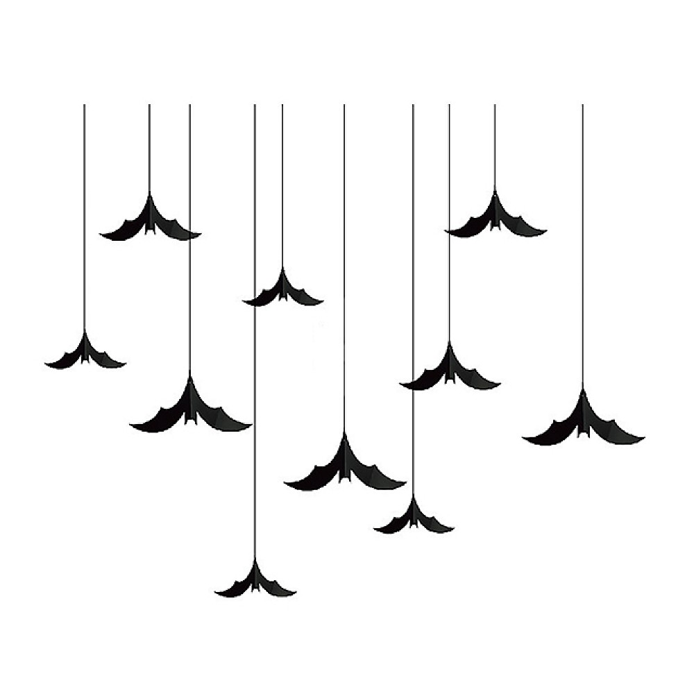 Decoratiune suspendabil Halloween Bat 10buc, negru