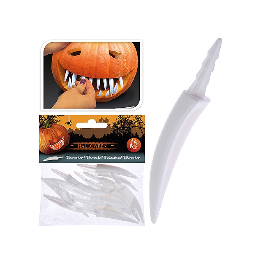 Set de dinti colti Halloween pentru decorarea dovleacului 16buc