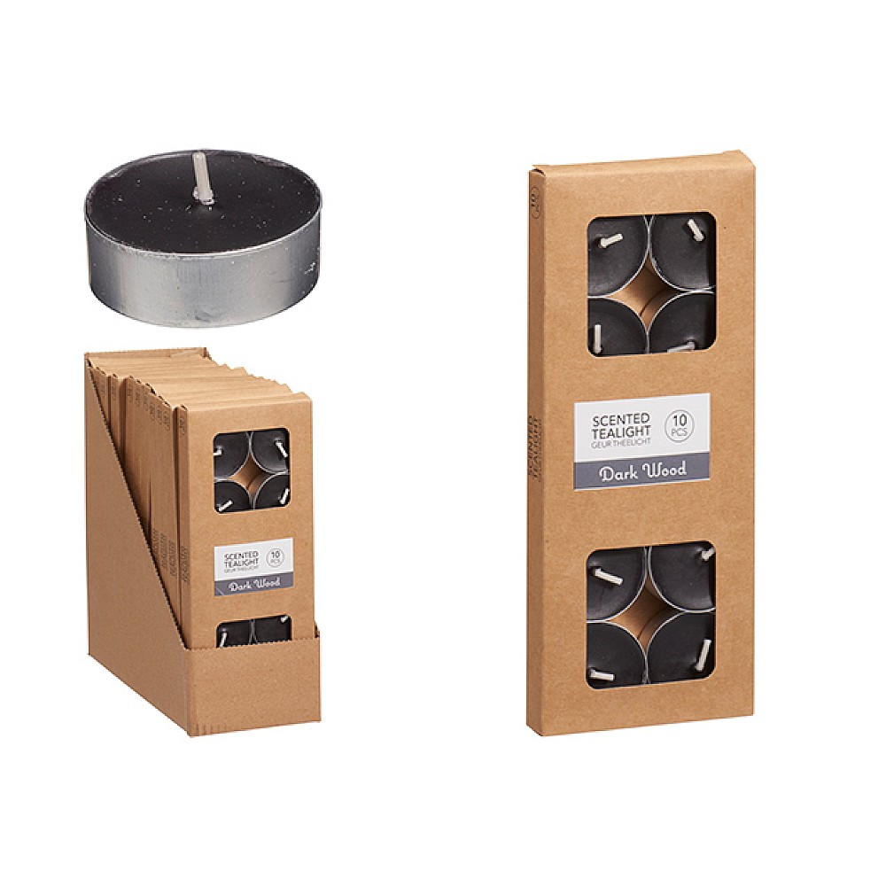 Lumanari parfumate tip pastila Dark Wood 10buc, 4h, negre