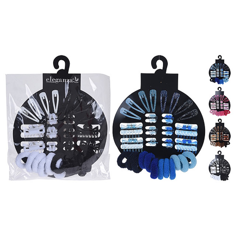 Set agrafe si elastice pentru par Eleganza 30buc