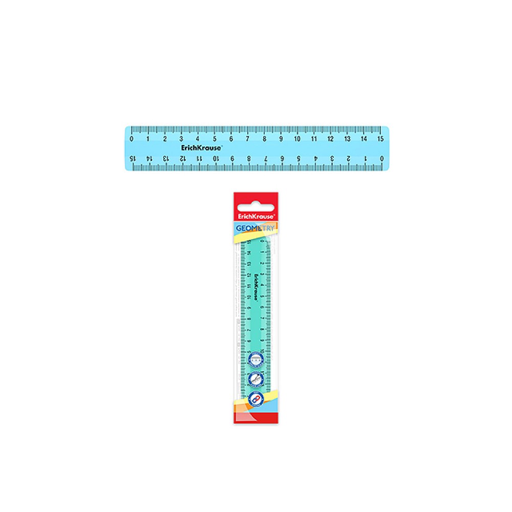 Rigla 15 cm ErichKrause Pastel, albastru, plastic
