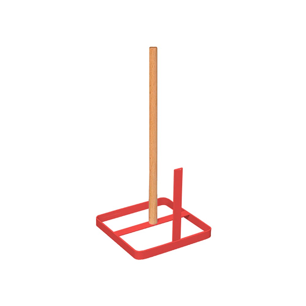 Suport pentru prosoape de hartie Five 30cm, metal rosu/lemn