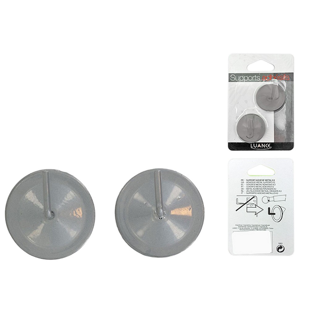 Set suporturi autoadezive pentru tija 2buc Luance, argintiu, metal