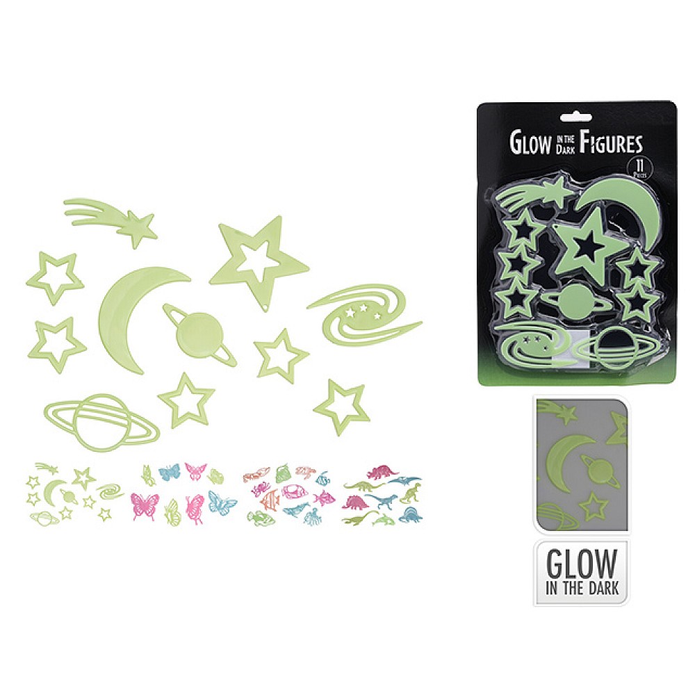 Set figurine fluorescente 11шт (cosmos/fluturi/peste/dino)