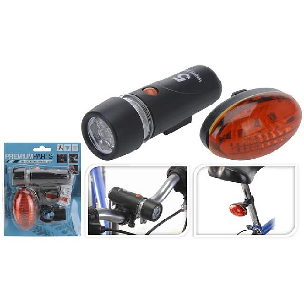 Set de lumini pentru bicicleta 5LED 2buc(volan+spate)