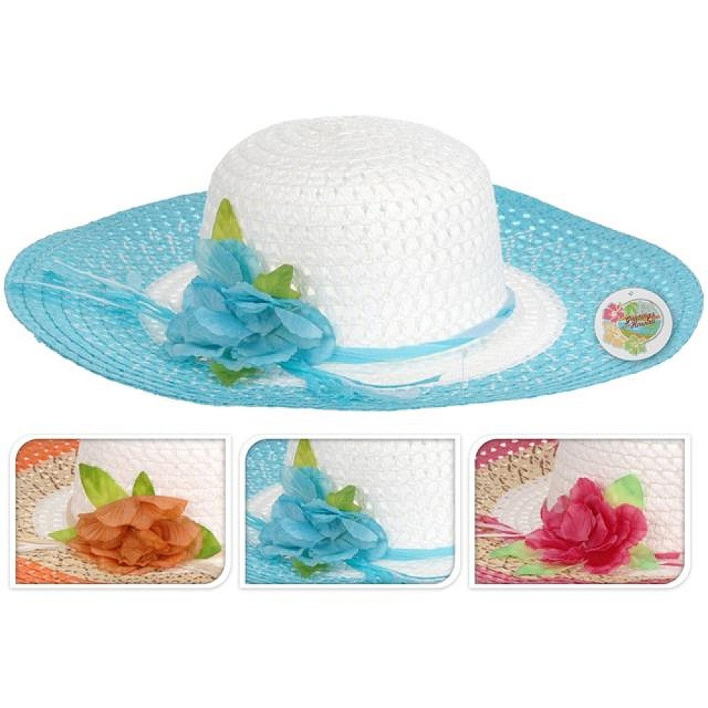 Palarie de vara pentru femei D42cm cu floare