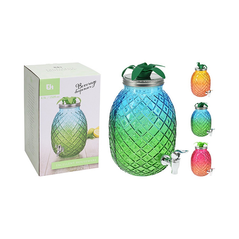 Borcan din sticla cu robinet EH Ananas 4.5 l, D17X27 cm