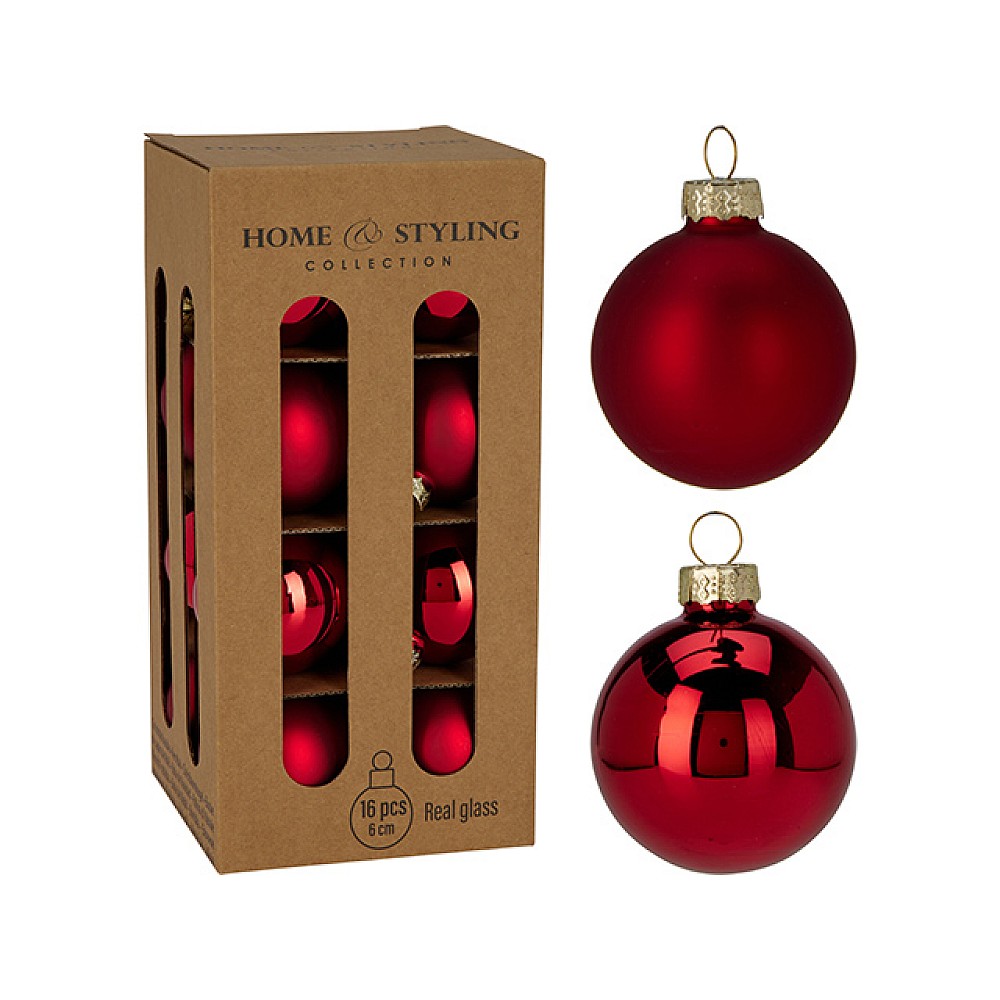 Set globuri 16X60 mm in cutie, rosii